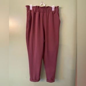 Maurices Womens Pull On Elastic Waist Cuffed Dress Pants Size M Mauve Color